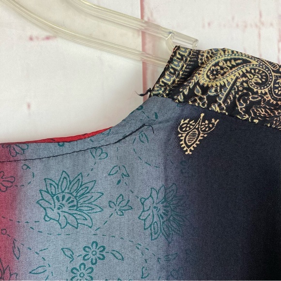 Vintage Sante Classics One Size Multicolor Boho Kaftan Dress Patio Artsy Maxi - Picture 12 of 14